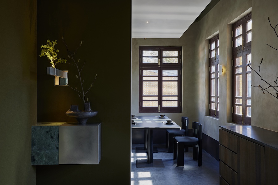 conglong hot pot restaurant nanjing china converted villa ambient lighting dark wood finishes