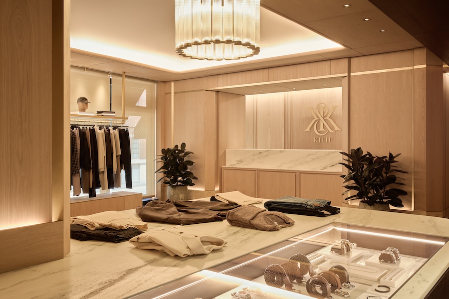 Kith Manhattan Flagship new york nolita verias green marble clothing accessories display