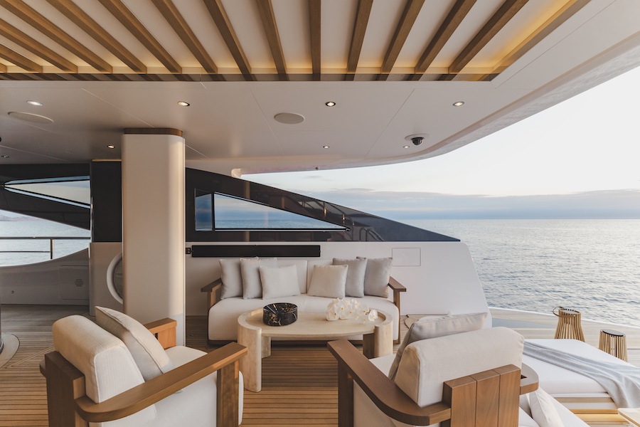 Benetti Asani superyacht outdoor seating area