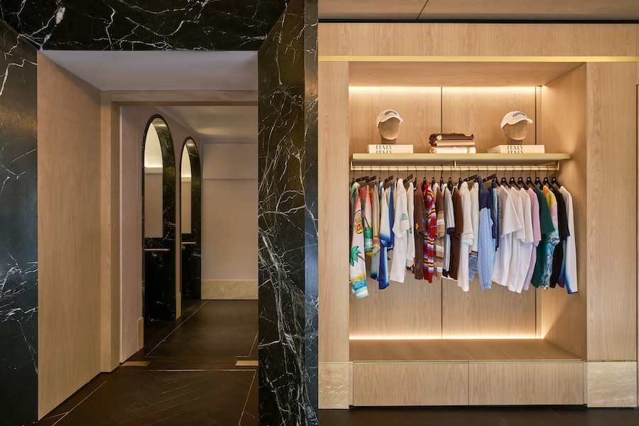 Kith Manhattan Flagship new york nolita verias green marble clothing display