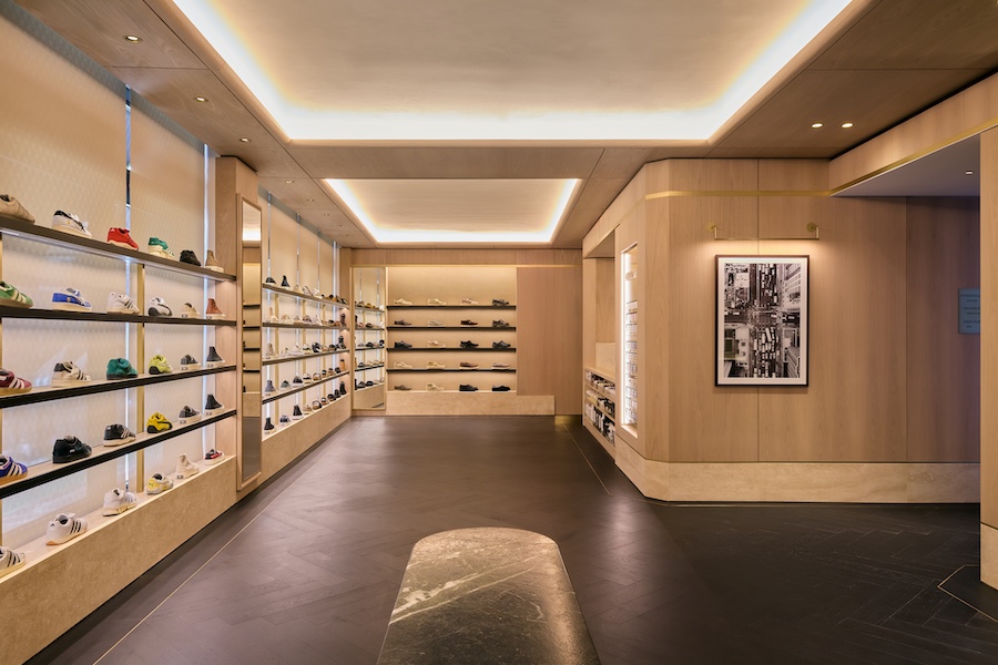 Kith Manhattan Flagship new york nolita verias green marble shoe display