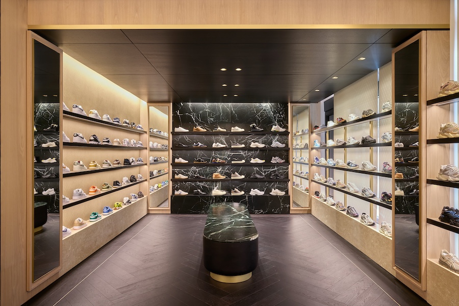 Kith Manhattan Flagship new york nolita verias green marble shoe display