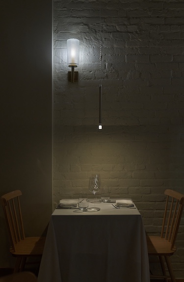 Field Guide brooklyn williamsburg bucolic upstate design minimal aluminum wainscoting floating candlelights white tablecloth