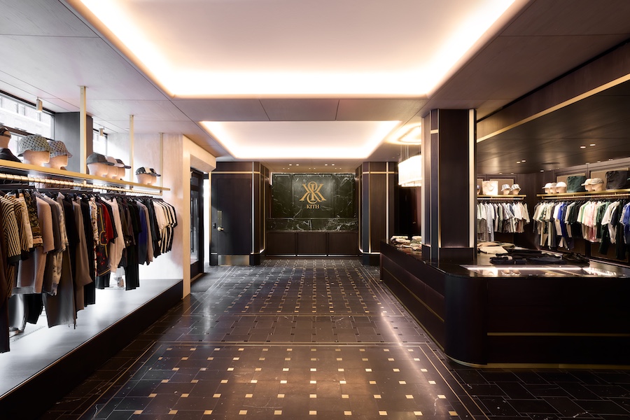 Kith Manhattan Flagship new york nolita verias green marble brass inlaid patterned flooring mens clothing