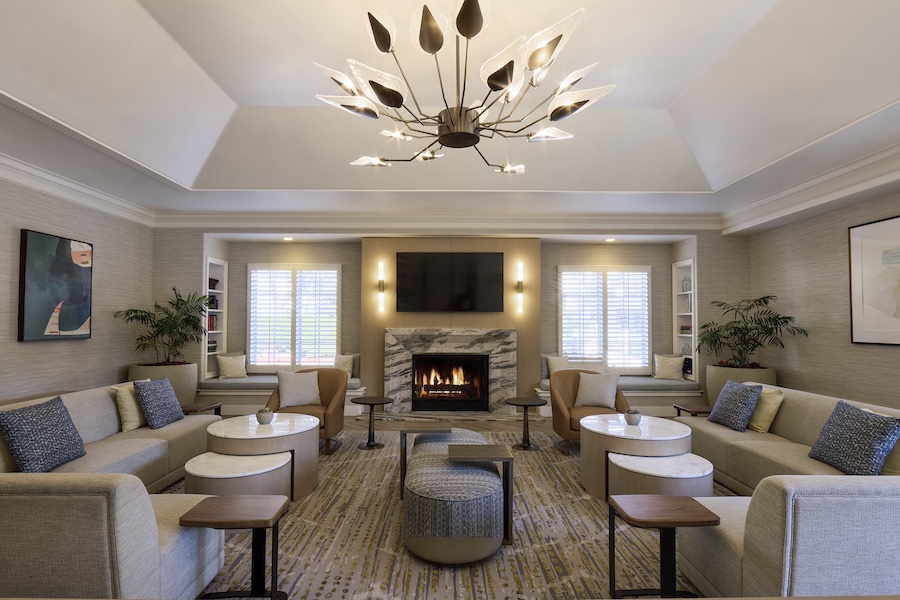 Four Seasons Residence Club Aviara carlsbad california common room fireplace sofa couch