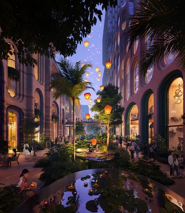 Hatai first heatherwick project in thailand thai lanterns exterior corridor