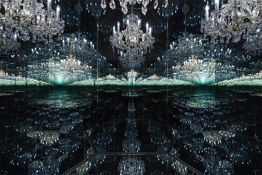 Chandelier of Grief room at Yayoi Kusama: Infinity Mirror Rooms exhibition Tate Modern London