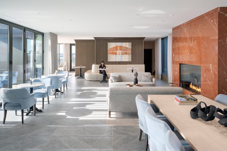 inspir embassy row washington dc senior living housing assisted living facility adaptive reuse rooftop lounge fireplace