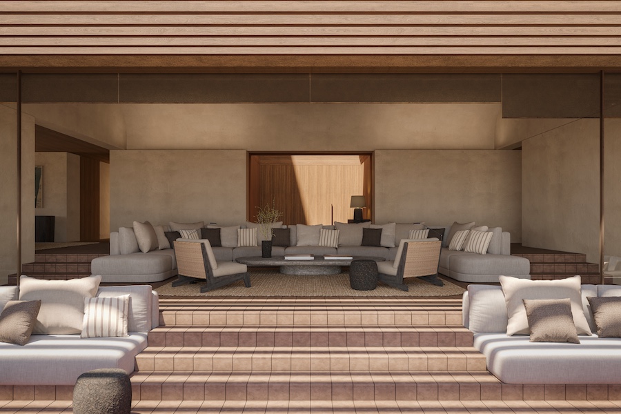 JNcQUOI Club Comporta portugal Alentejo coastline concrete buildings natural materials outdoor indoor seating lounge steps sofa couch