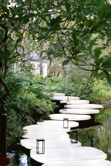 One&Only Le Saint Géran Guerlain Spa Mauritius island luxury muted tones natural materials outdoor arrival white stone steps