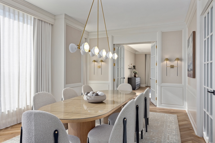 Omni Las Colinas Presidential Suite Dining Room white neutral oblong dining table