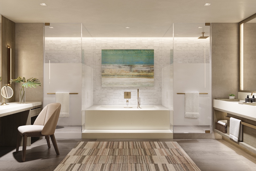 Grand Hyatt Grand Cayman Suite Bathroom Vanity white stone