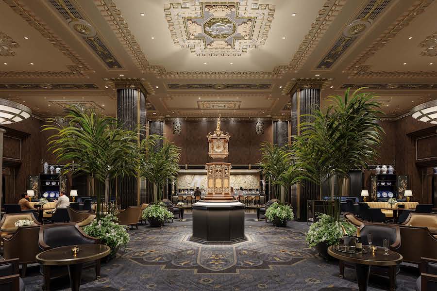 Waldorf Astoria New York - Lobby with Clock indoor plants trees