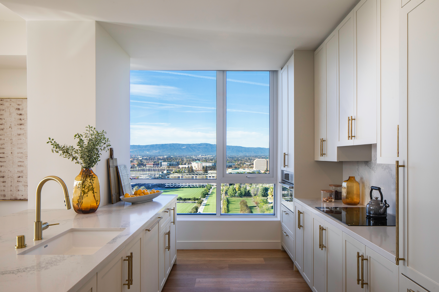 Ellore Santa Clara silicon valley california senior living residences kitchen white shaker cabinets